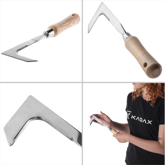 KADAX Onkruidschraper, voegenkrabber van roestvrij staal, onkruidmes met ergonomische houten handgreep, multifunctionele voegenschraper, onkruidverwijderaar voor tuin (29,5 x 8 cm) van Merkloos	 — afbeelding 2