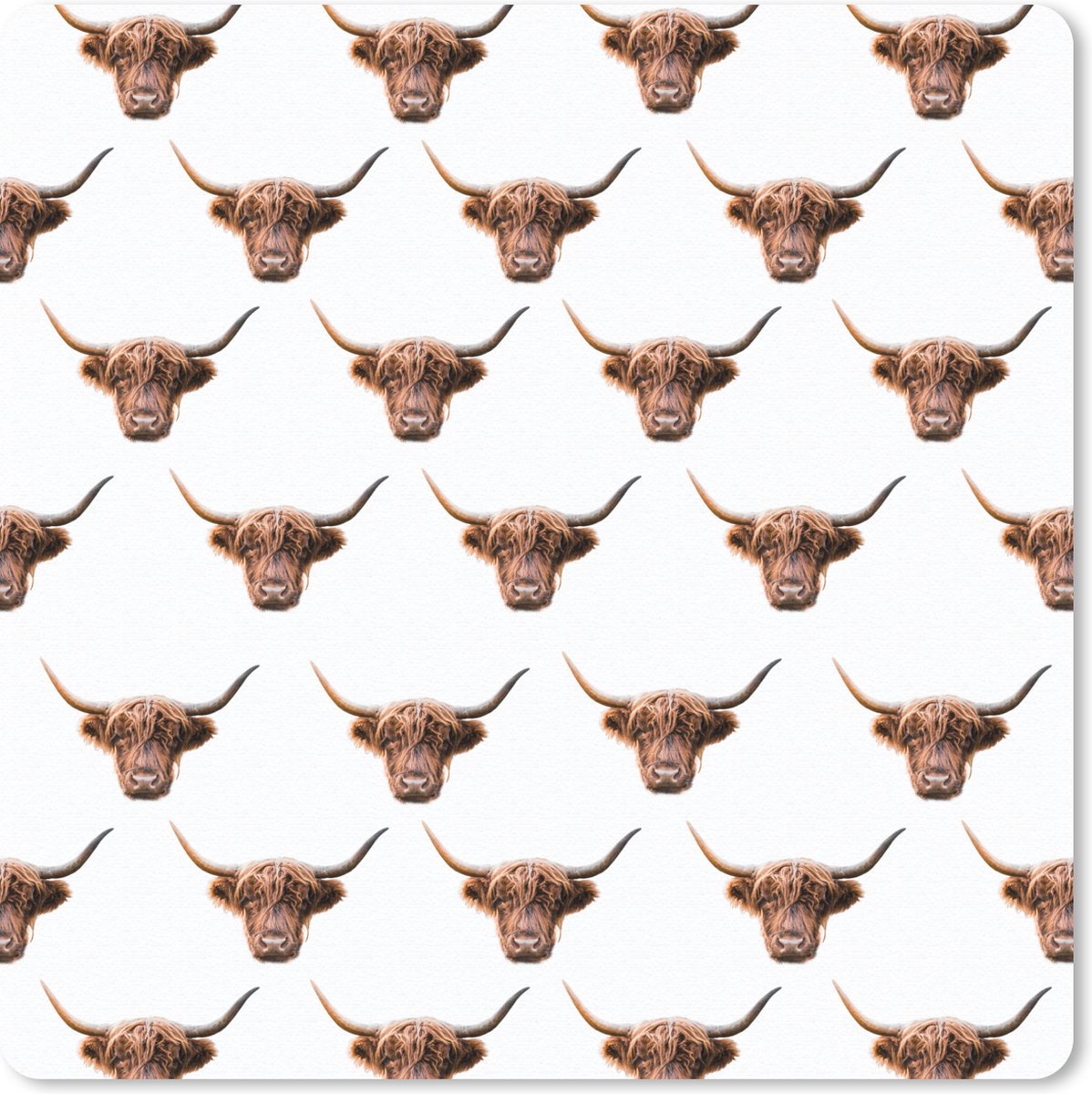 Muismat 20x20 cm - Mousepad Patroon - Schotse hooglander - Dieren - Muismatten