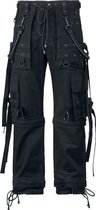 Gothicana Zwarte cargo broek met klinknagels en kettingen - Heren - W38L34
