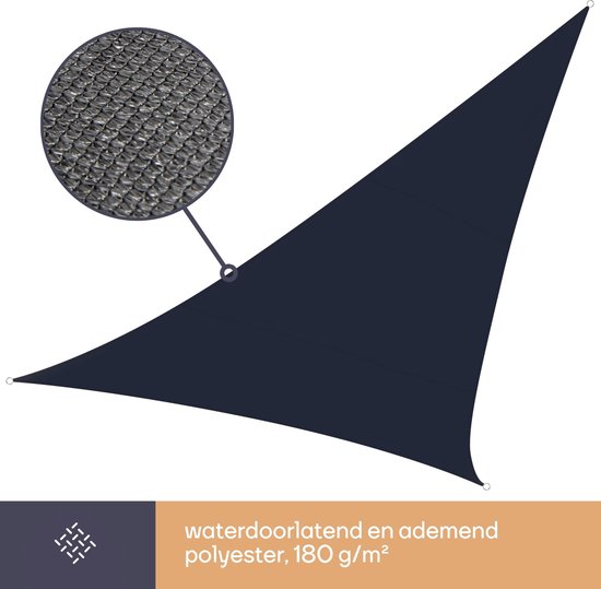 Perel Schaduwdoek, waterdoorlatend, luchtdoorlatend, 5 x 5 x 5 m, 180 g/m², HDPE, driehoek, donkergrijs