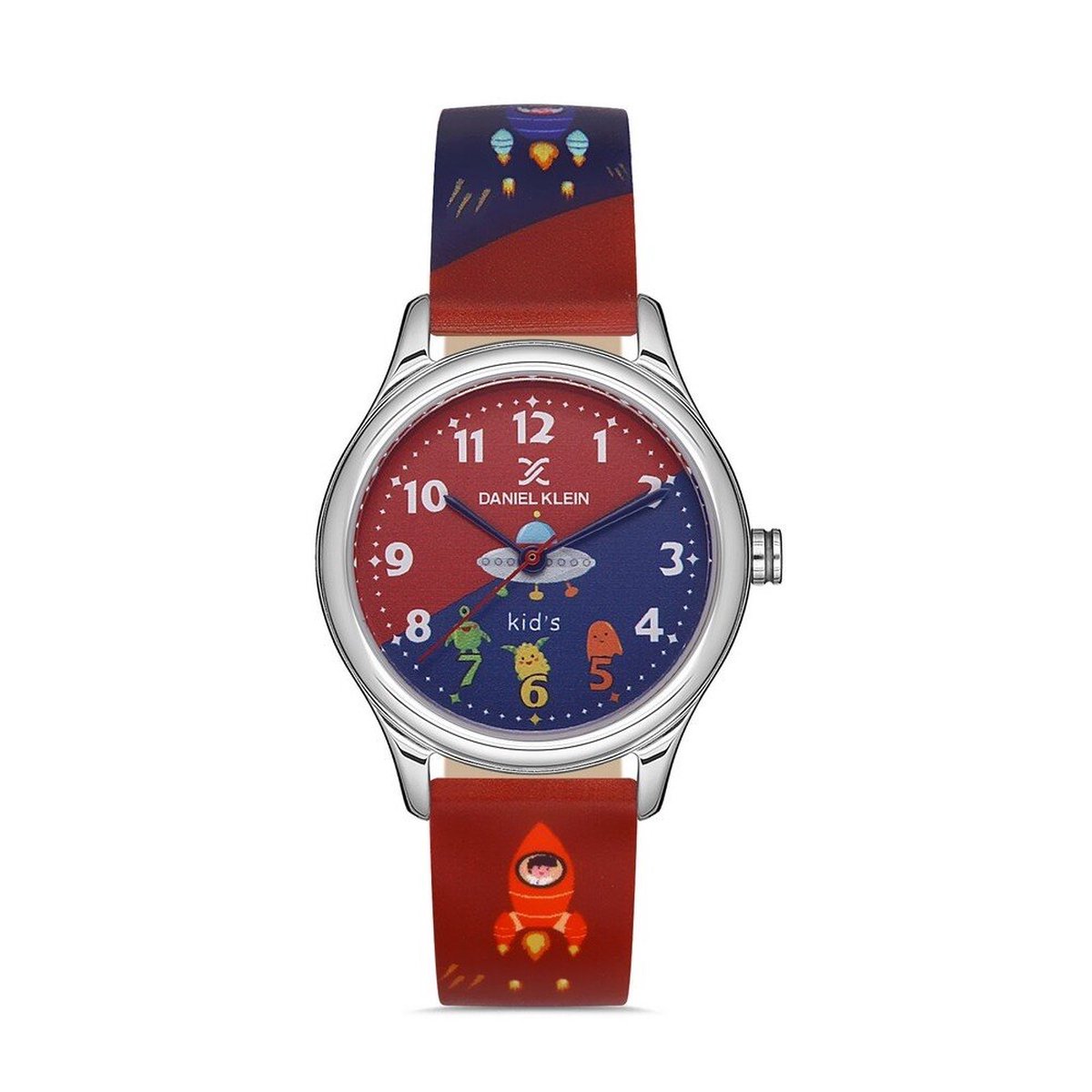 Daniel Klein DK.1.13182-3 - Horloge - Analoog - kind - Jongen - siliconen band - Rond - Blauw - Rood - Crème - Zilverkleurig