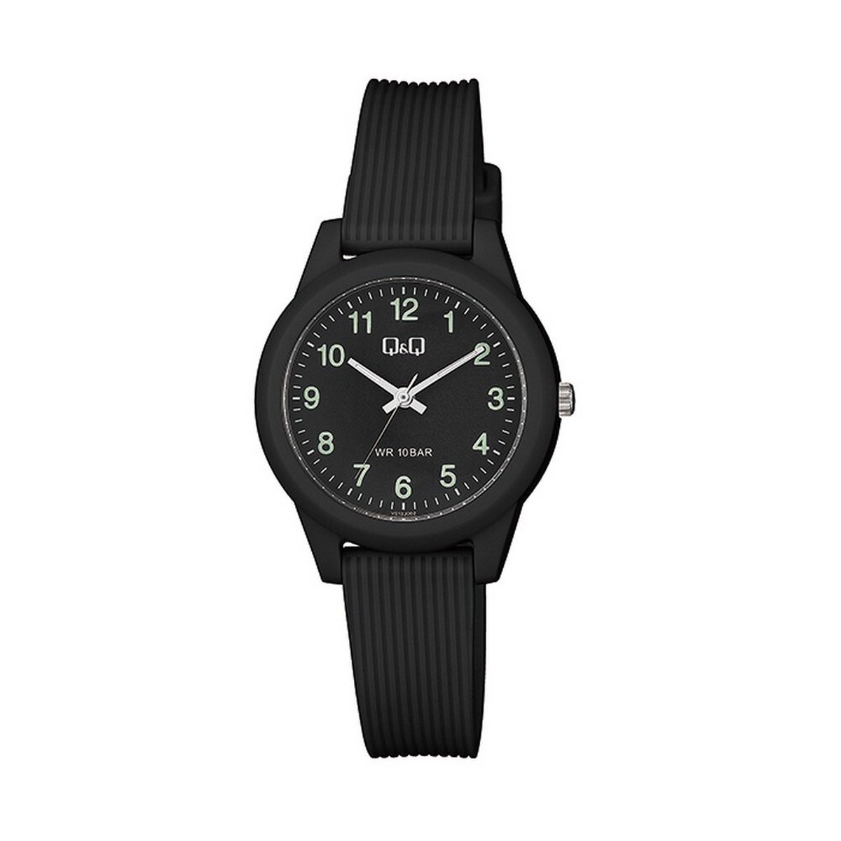 QQ VS13J002Y - Horloge - Sport - Analoog - Dames - Vrouwen - Plastic band - Rond - Cijfers - Kunststof - Zwart - 10 ATM