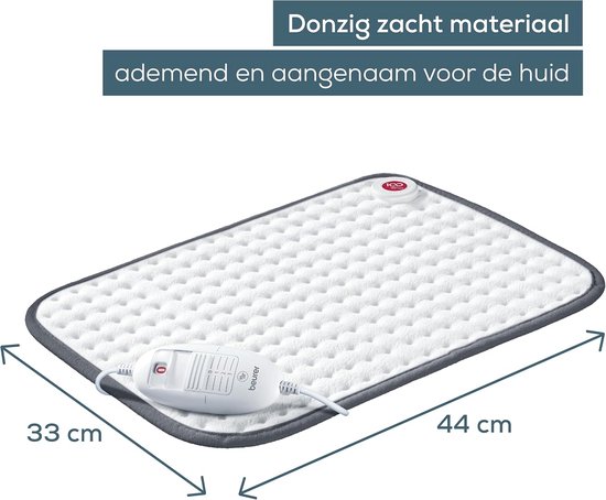 Verwarmingskussen met 3 temperatuurstanden en automatische uitschakeling - Machinewasbaar, Wit/Grijs — afbeelding 4
