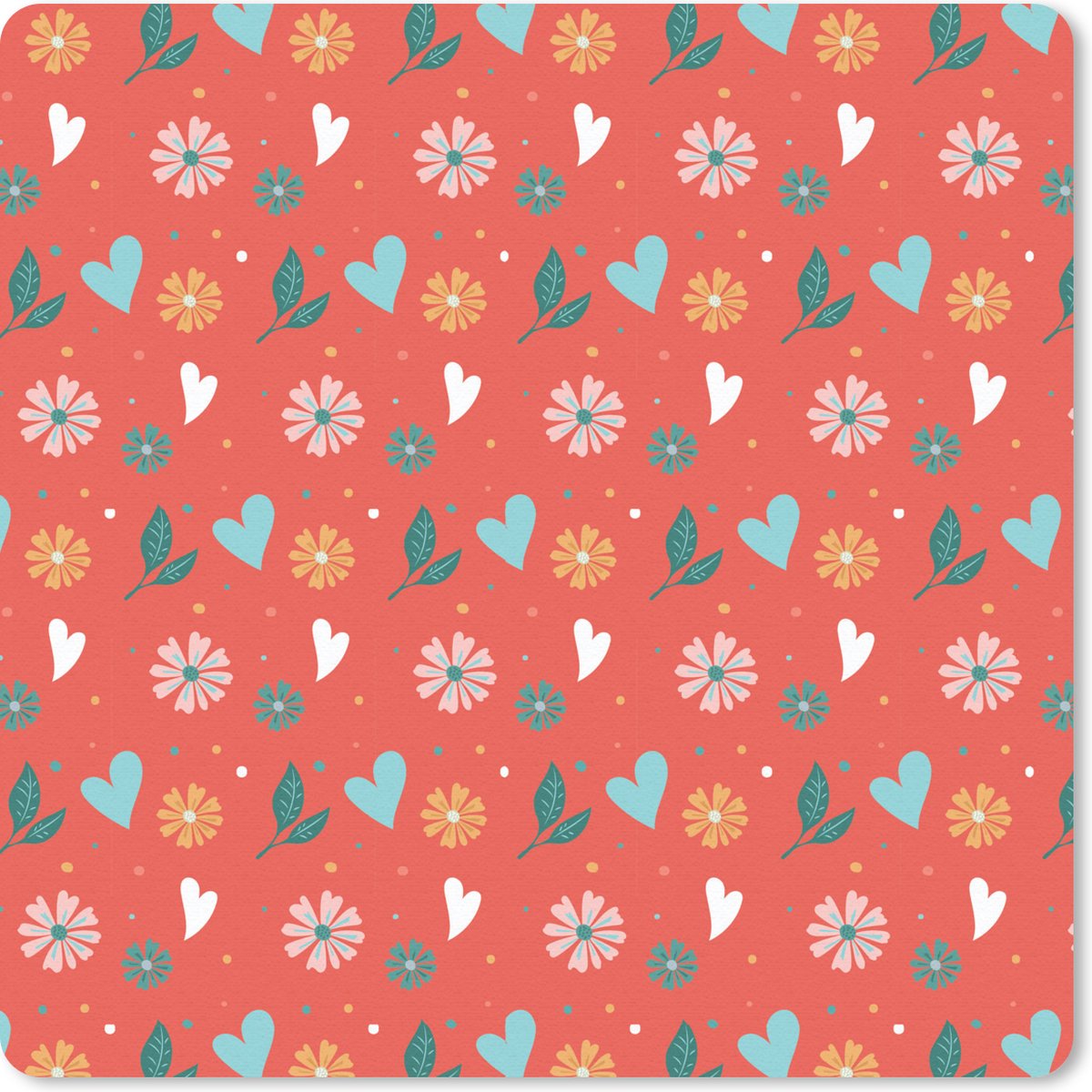 Muismat 30x30 cm - Mousepad Bloemen - Hart - Design - Muismatten