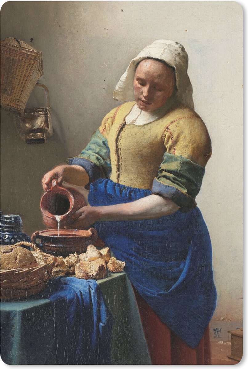 Muismat 18x27 cm - Mousepad Het melkmeisje - Schilderij van Johannes Vermeer - Muismatten