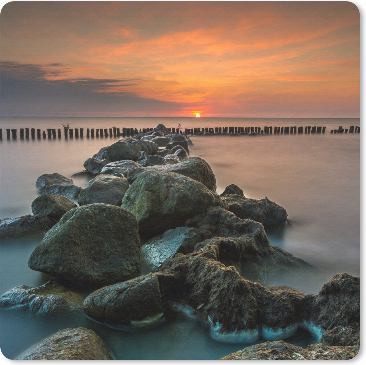 Muismat 30x30 cm - Mousepad Zee - Zon - Stenen - Muismatten