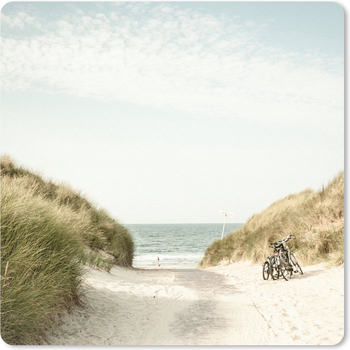 Muismat 30x30 cm - Mousepad Strand - Fiets - Wolken - Muismatten