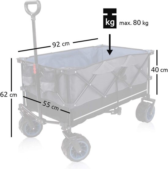 Opvouwbare Trolley XXL - Bolderkar met 2 Bekerhouders en 10cm Banden van LifeGoods — afbeelding 2
