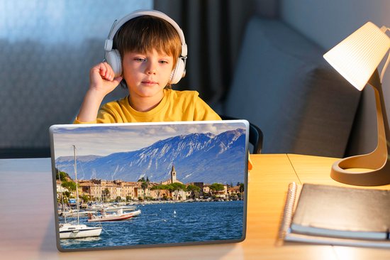 Autocollant pour ordinateur portable - 13,3 pouces - Lac de Garde - Bateaux - Montagnes - 31x22,5 cm - Autocollants pour ordinateur portable - Peau pour ordinateur portable - Couverture