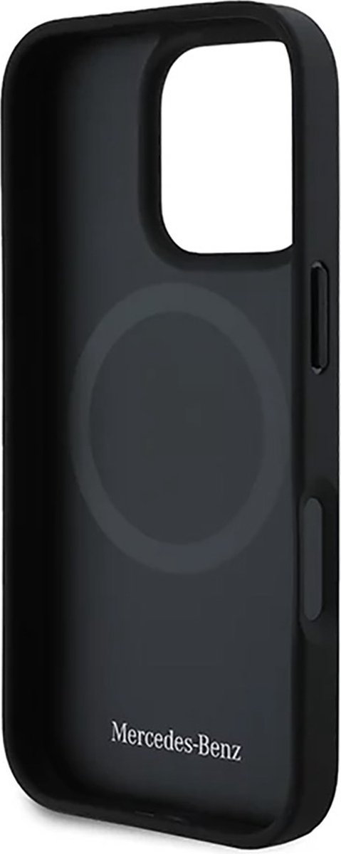 Mercedes-Benz Backcase hoesje geschikt voor iPhone 16 Pro Max - Effen Zwart - Kunstleer van Mercedes-Benz — afbeelding 4