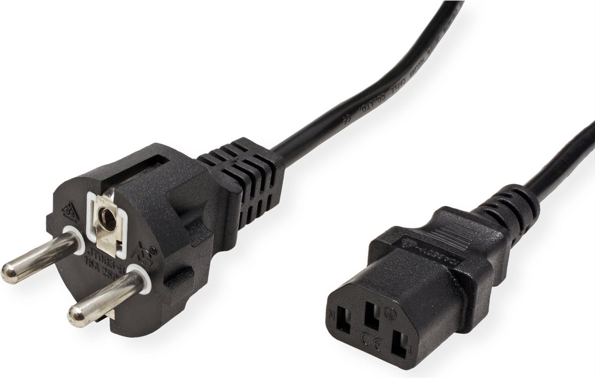 VALUE stroomkabel, recht IEC-Female, zwart, 0,6 m