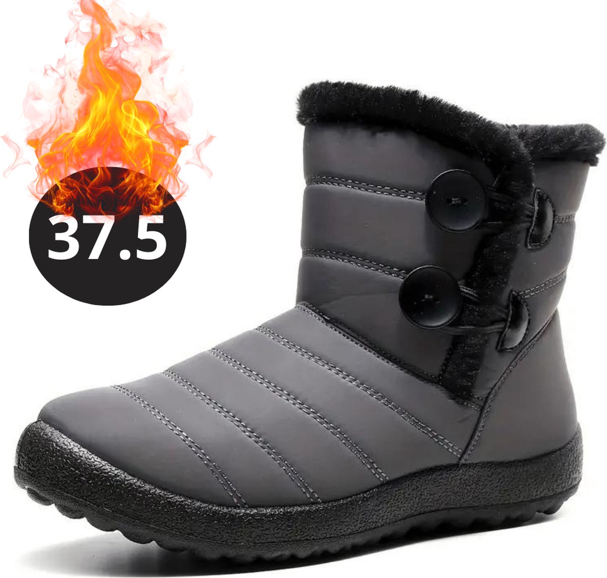 Nivard Snowboots Sneeuwschoenen Sneeuwboots Dames Wintersport Ski Skischoenen – 37.5 Knopen Grijs