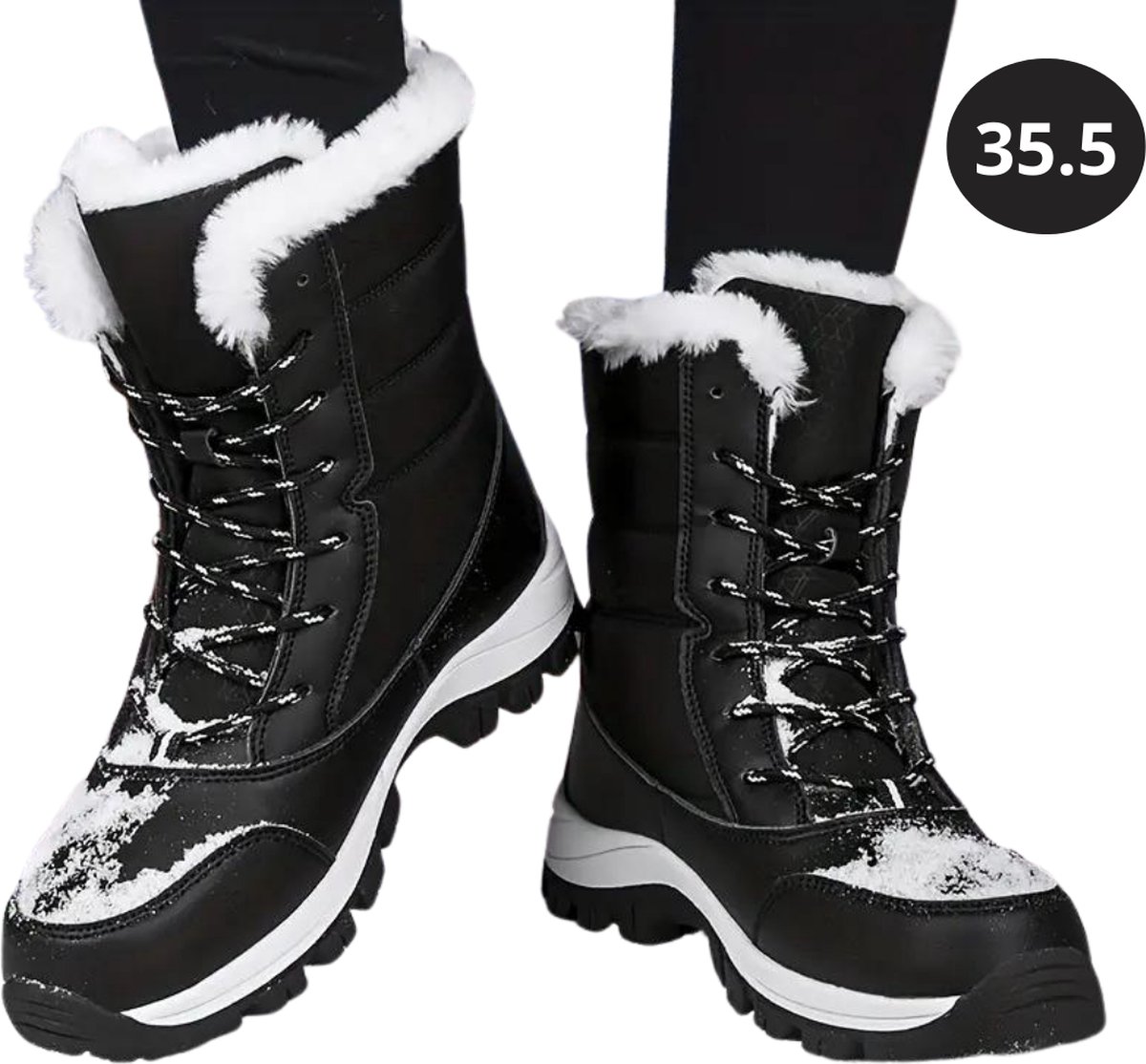 Nivard Snowboots Sneeuwschoenen Sneeuwboots Dames Wintersport Ski Skischoenen – 35.5 Hoog Zwart