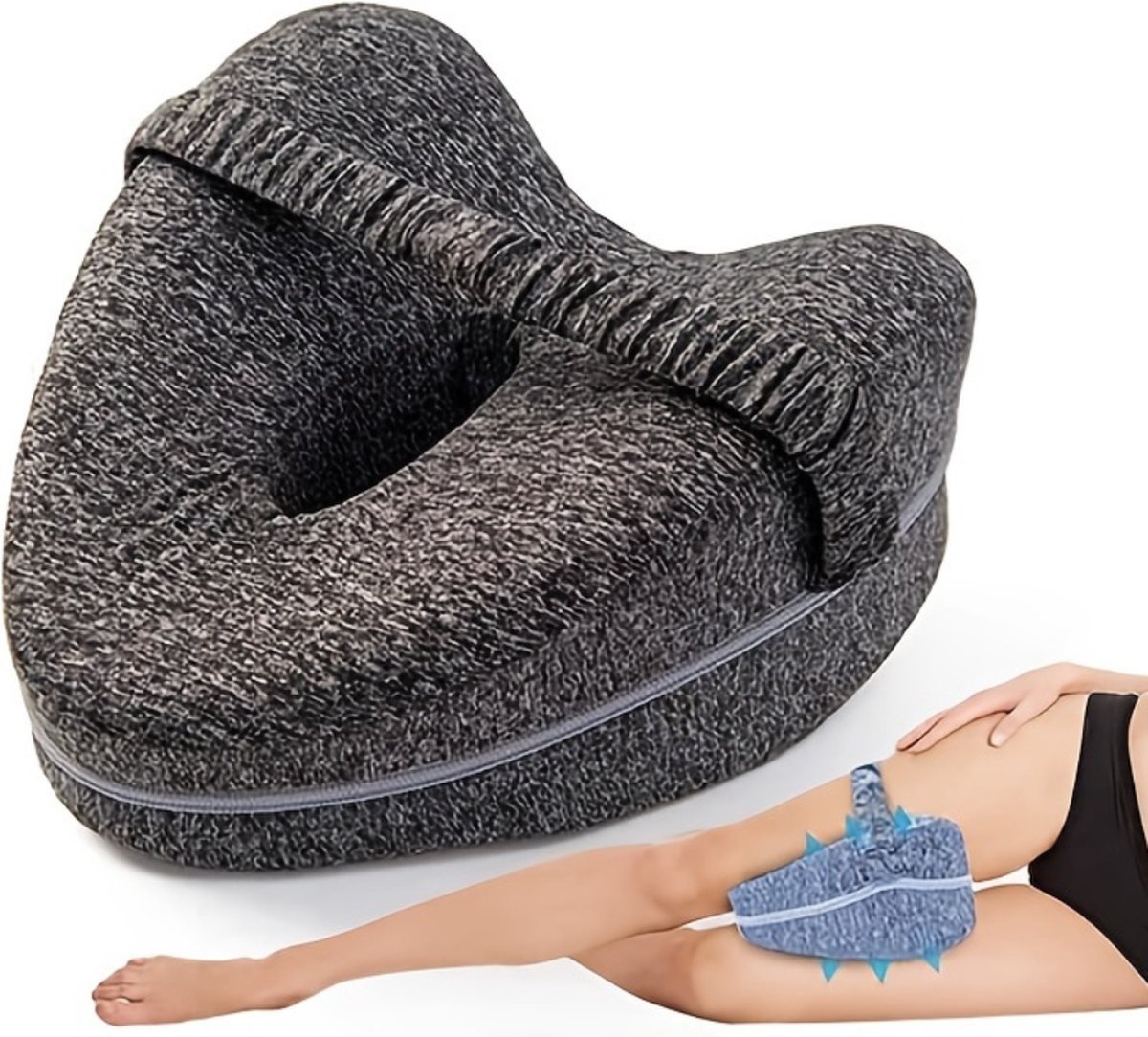 Bovista Kniekussen - Beenkussen - Orthopedisch - Zijslaapkussen - Voor In Bed - Volwassenen - Orthopedisch Kniekussen - Grijs