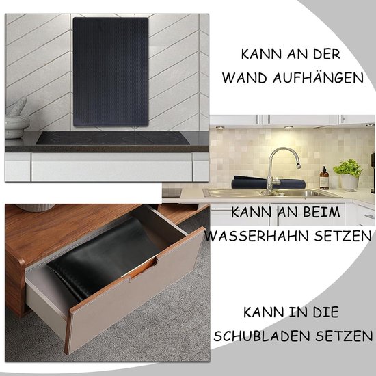 TMK Fornuisafdekplaat, 90 x 52 cm, 1 stuk, voor elektrische fornuizen, inductiekookplaten, spatbescherming, decoratieve snijplank, zwart