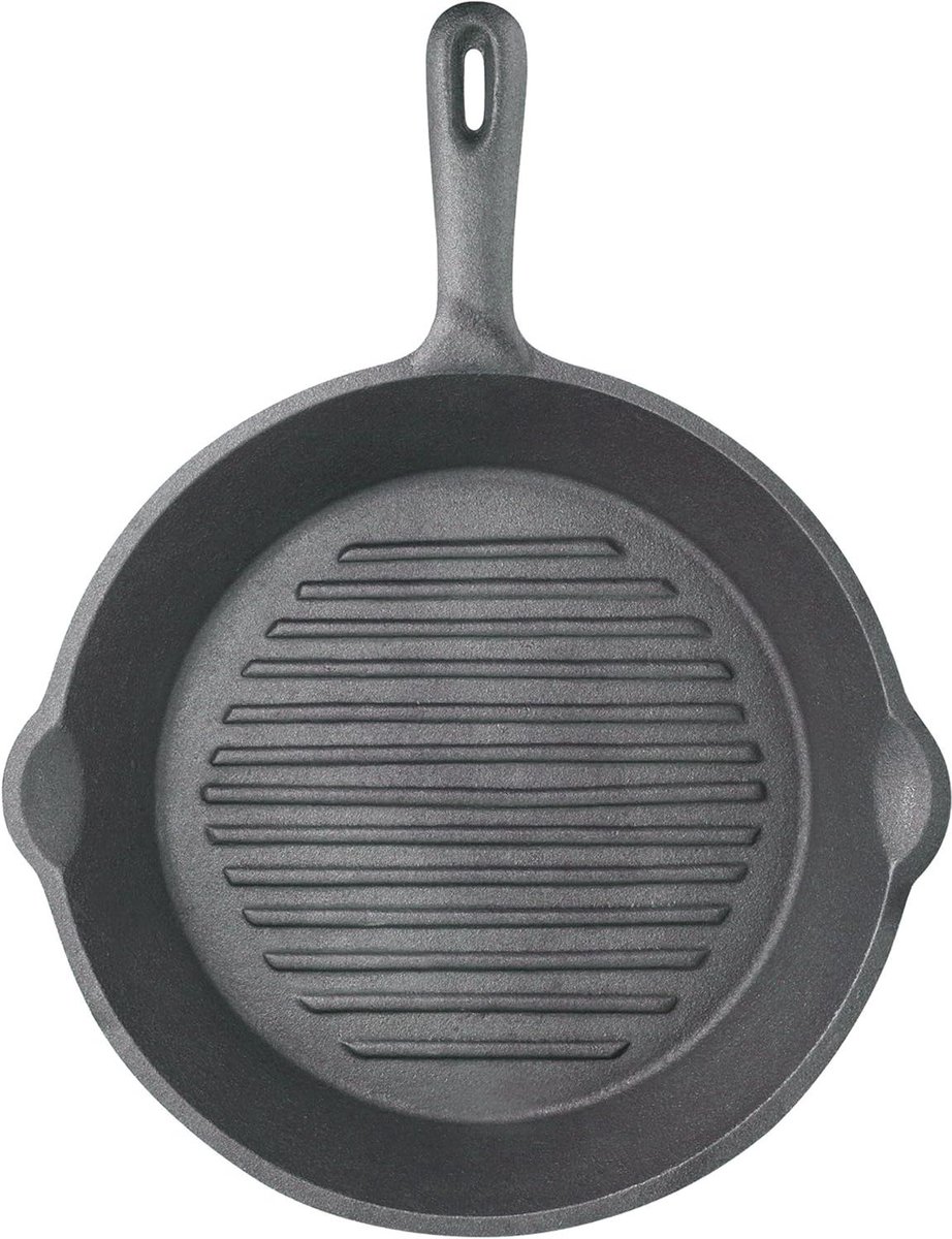 Grillpan inductiekookplaat - Gietijzer - Rond - 24 cm