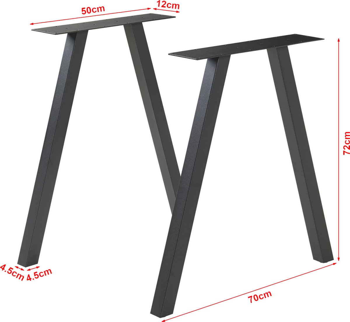 en.casa Stalen onderstel Heustreu set van 2 tafelpoot 72x70 cm zwart [en.casa]