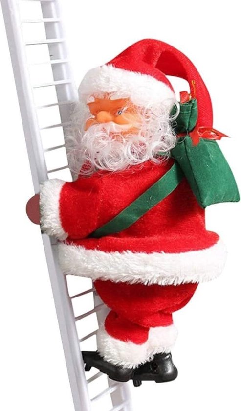 Jojoy - Père Noël grimpant à l'échelle - Père Noël chantant - Décorations de Noël de Noël - Décoration de Noël - LADDERSANTA