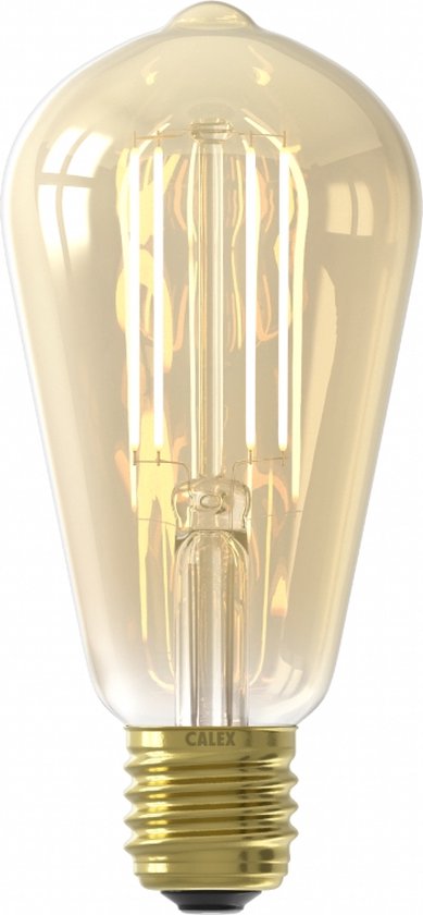 Edison-stijl LED-lamp met gouden gloed en zichtbare filamenten.