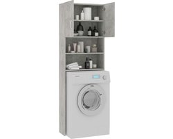 Wasmachine ombouw - Kast - Opbouwmeubel - Verhoger - Wasmachine meubel - Opbergkast - Hout - Betongrijs
