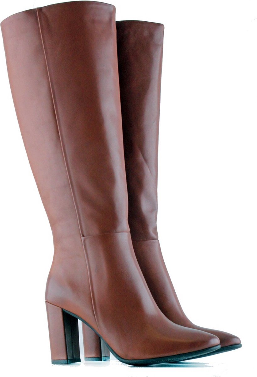 Jilsen Dames Laarzen Brede Schacht en Laarzen Brede Kuiten Eva in Chestnut Kuitomtrek 48 cm, schoenmaat 41
