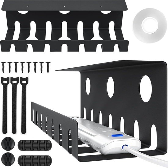 Metalen kabeltray voor PC bureau - Zwart - 2 stuks - Bol