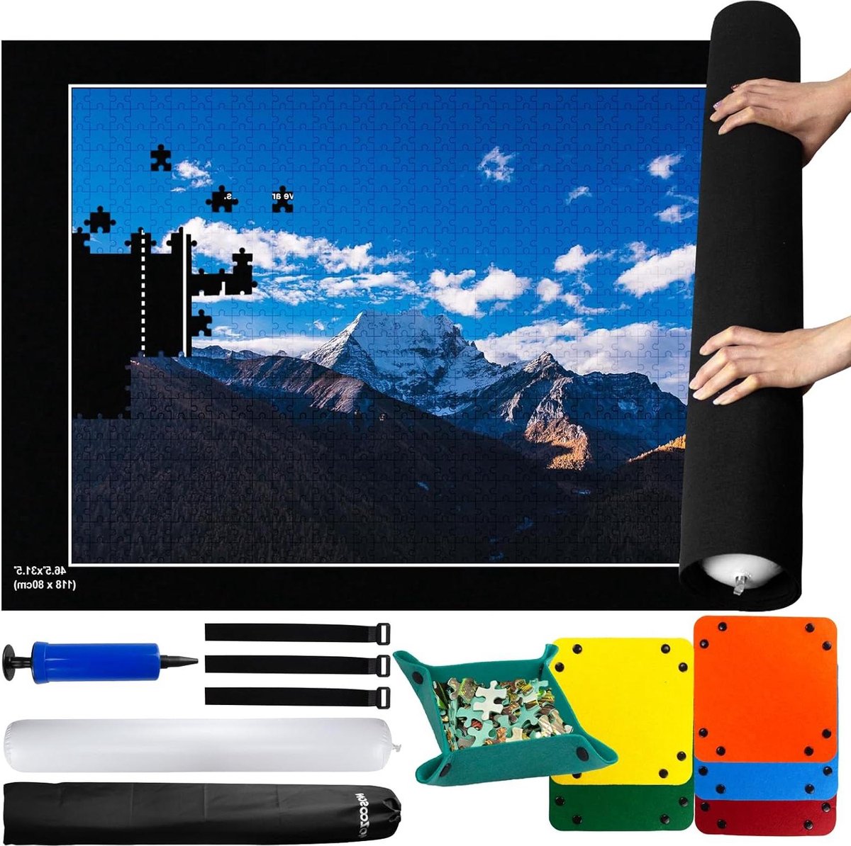 Puzzelmat viltrol 2000 stukjes draagbare puzzelmat opbergmat accessoires voor kinderen en volwassenen