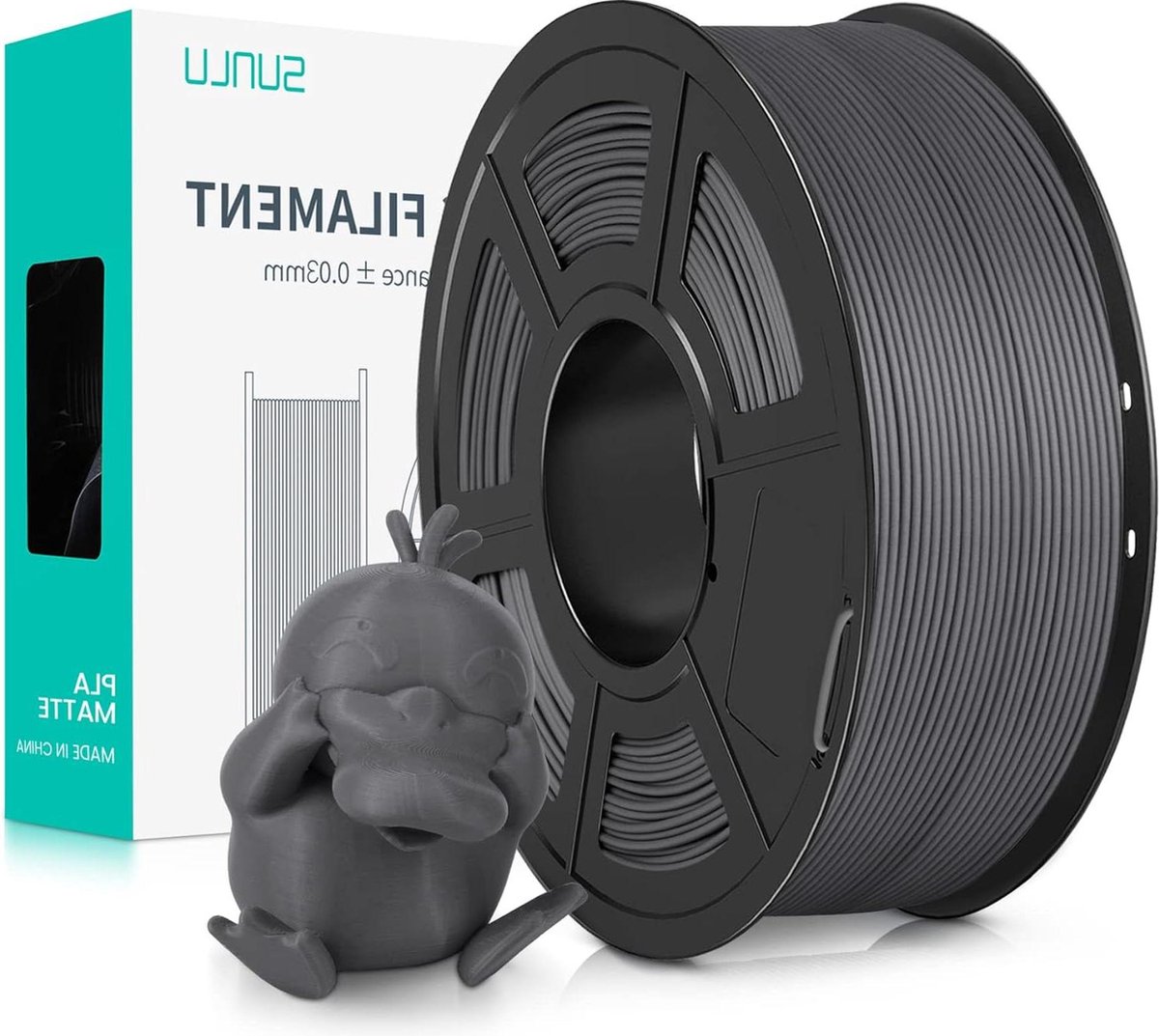 Image of 1.75mm Matte PLA Filament - Matte Oppervlakte - Gemakkelijk te Gebruiken - 1kg (2.2lbs) Coil - Grijs - FDM 3D Printer