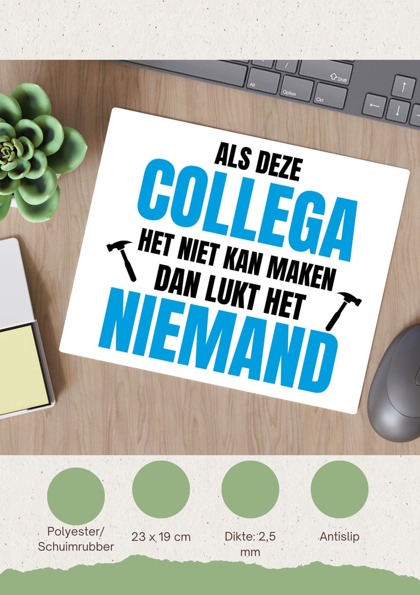 Akyol - als deze collega Muismat - Collega - een collega - werk - afscheidscadeau - verjaardagscadeau - kado - 23 bij 19 cm