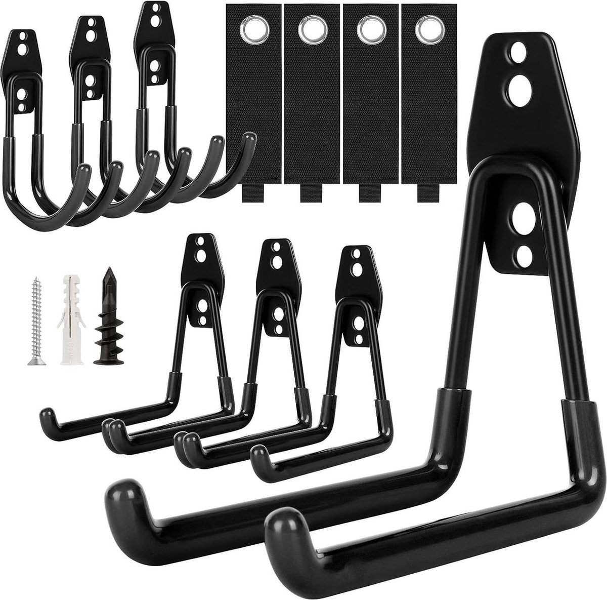 10 stuks garagehaken zware ladderhaken voor garagewandhaak, schuurhaak voor hangende accessoires grastrimmer tuingereedschaphouder hangers rekken beugels opslag organisatoren, met anti-slip coating