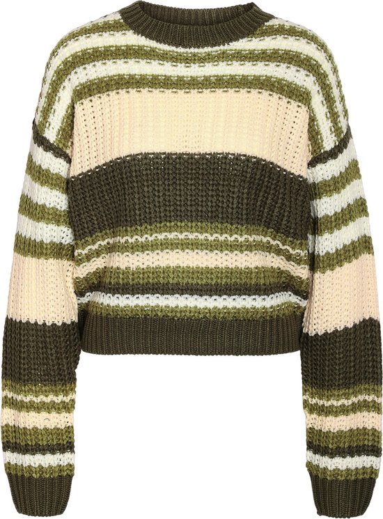 NOISY MAY NMCHARLIE L/ S O-NECK STRIPE KNIT NOOS Pull Femme - Taille S