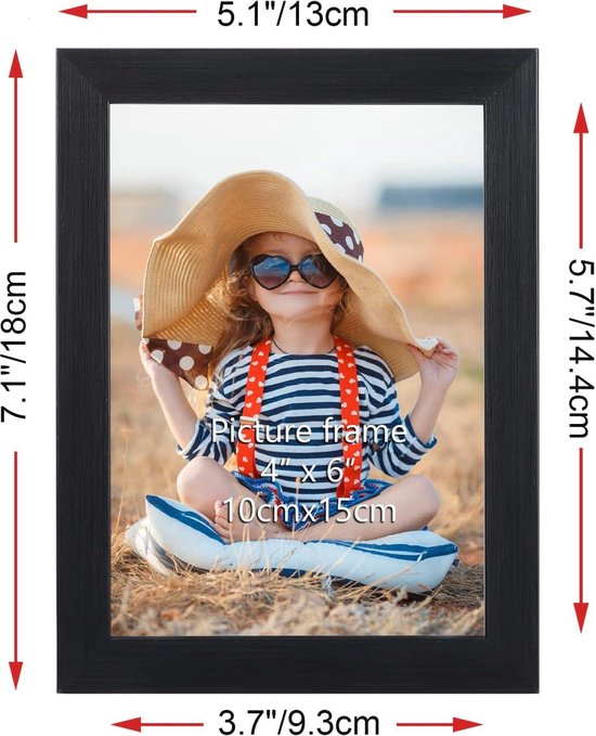 Cadre photo collage set 10x15 cm noir avec verre véritable - lot de 7 cadres photo pour photos 15x10 Cadre photo