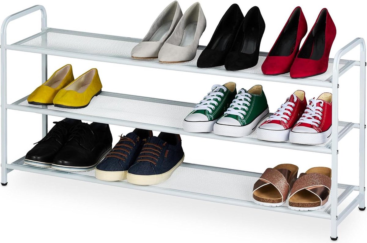 Schoenenrek voor 12 paar - Opbergrek voor schoenen - Wit - 48x100x255 cm Opbergrek