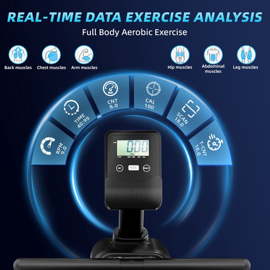 Rameur D'appartement ISE SY-1750 - 8 Niveaux De Résistance Magnétique - Écran LCD - Dimensions 156x55x70 Cm - Fitness