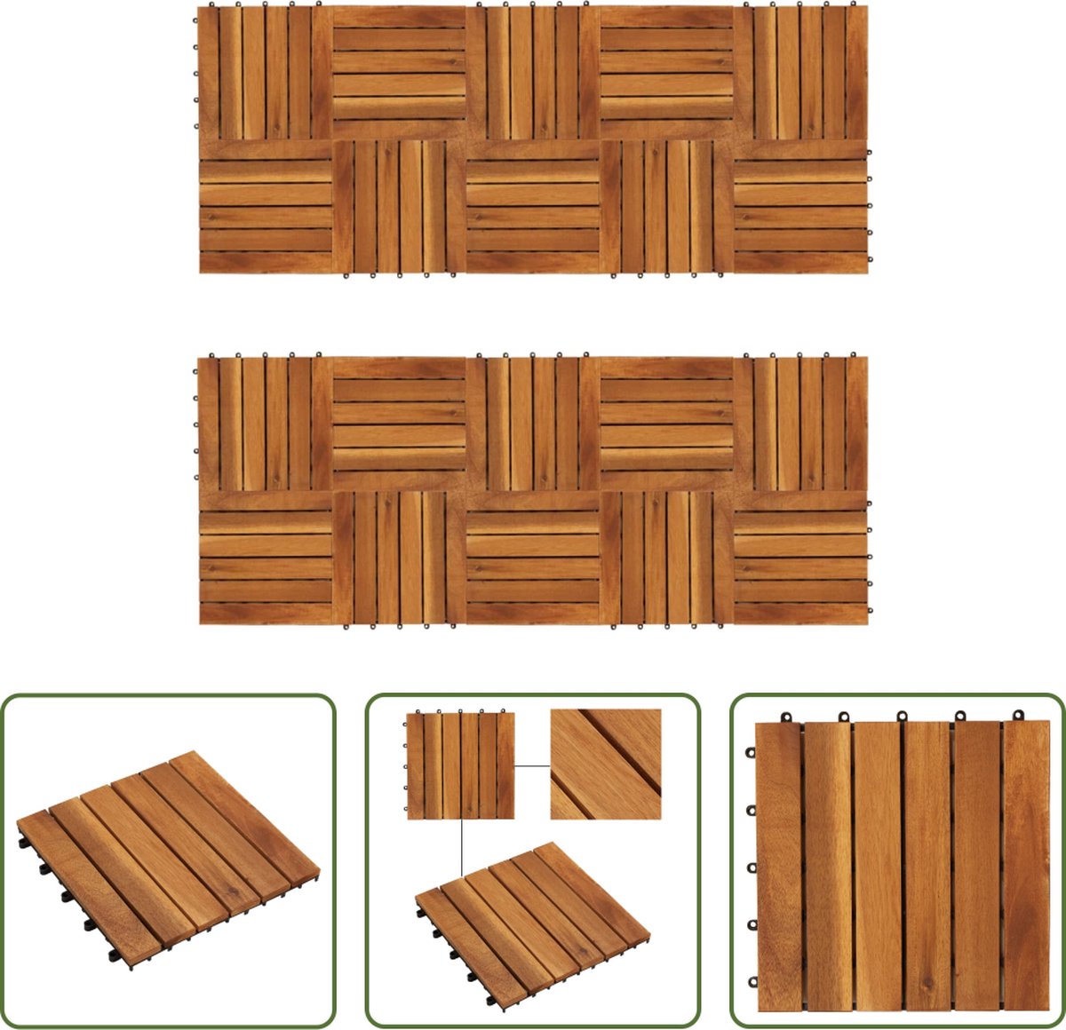 The Living Store Terrastegels Acacia Hardhout 30x30 cm 20 stuks