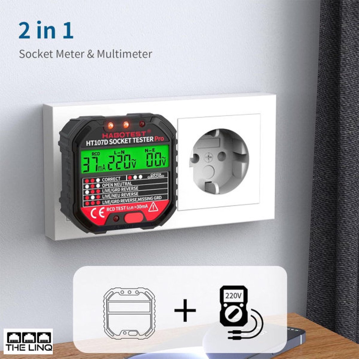DY4100 Digitale Aardingsweerstandstester Kit met LCD-scherm, 3