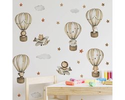 Muursticker kinderkamer |Luchtballon | dieren | cartoon dieren | aquarel | Stickers zelfklevend | Kinderkamer |Babykamer | slaapkamer | Meisje | Jongen | Huis inrichting | Stickerkamer®