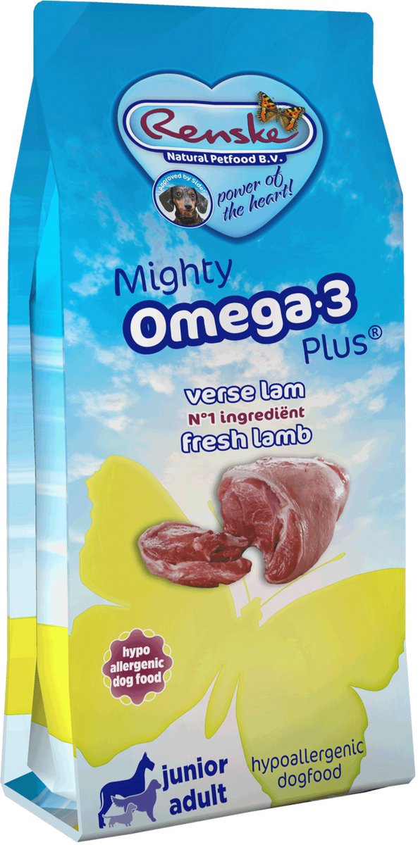 Renske Junior Adult Mighty Omega-3 Plus vers bereid lam met rijst hondenvoer 3 kg