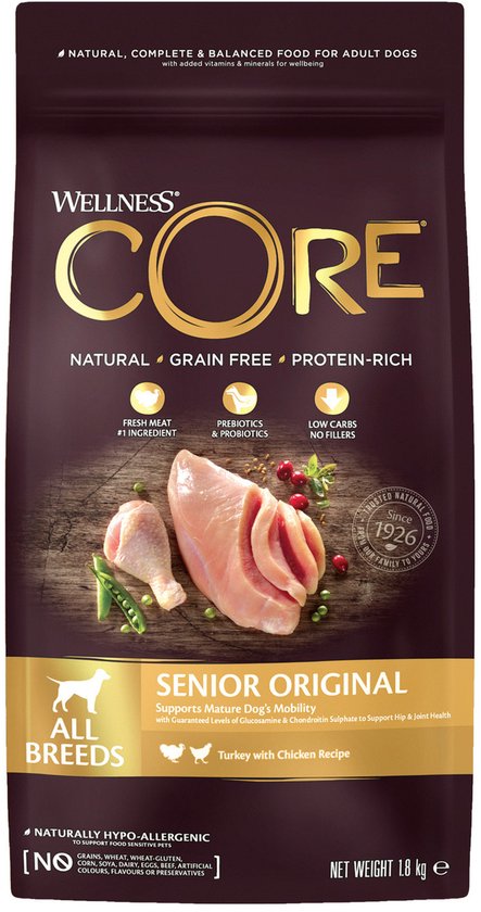 Wellness Core Grain Free Dog Senior Original Kalkoen&Kip - Hondenvoer - 10 kg