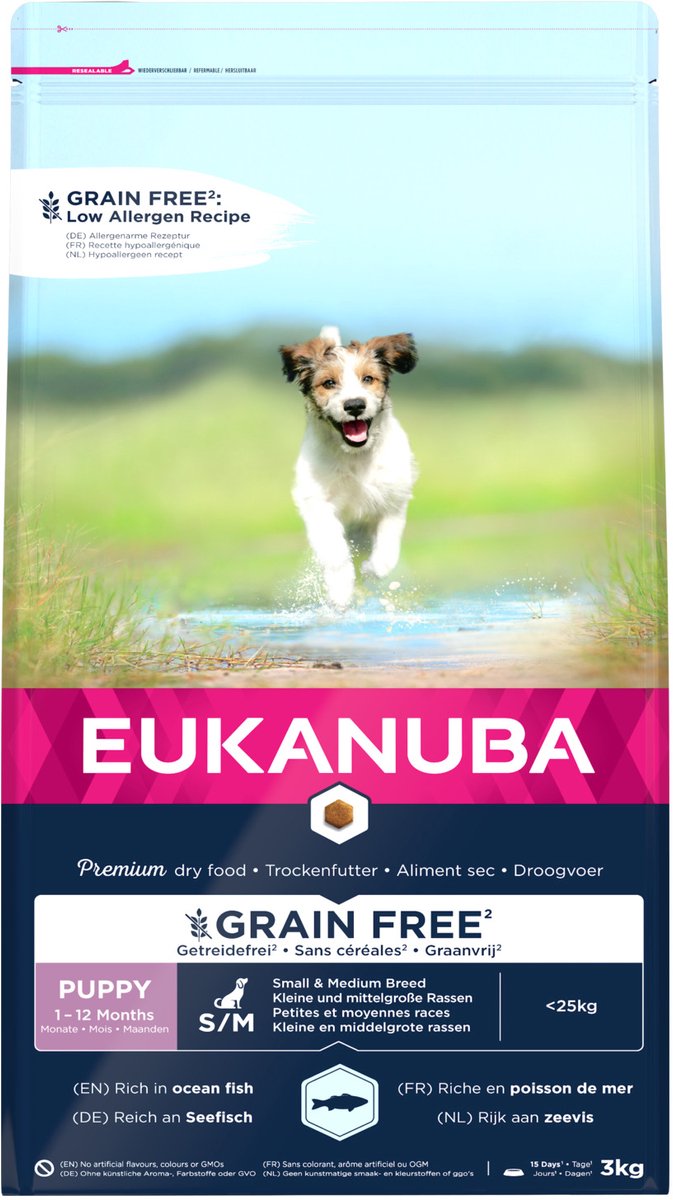 Eukanuba Puppy & Junior S/M graanvrij zeevis hondenvoer 3 kg
