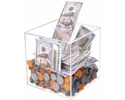 Clear Acryl Piggy Bank voor volwassenen - Gemakkelijk te breken voor toegang tot besparingen - Geld Tip Change Box voor budgettering en sparen - Niet te openen spaarpot spaarpot volwassenen