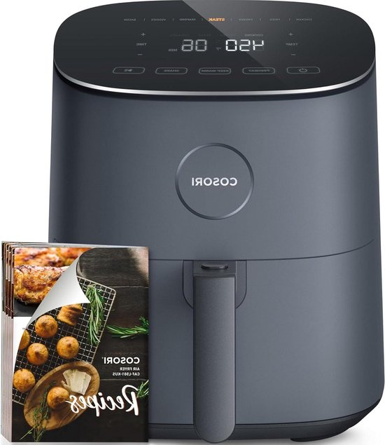 Foto: Xl friteuse zonder olie 47 l air fryer 1500 w met 100 recepten heteluchtfriteuse 9 programma s grijs ook voor koken braden grillen