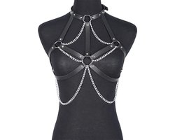 WiseGoods Premium Sexy Body Chain - SM Sex Accessoires - Sex Toys - Lingerie - Erotisch - Erotiek Riemen - Cadeau - Zwart / Zilver