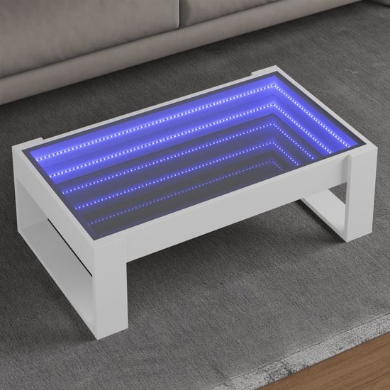 vidaXL - Table basse - avec - Infinity - LED - 90x53x30 - cm - blanc