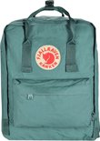 Groene Kånken rugzak van Fjällräven met het ronde logo op de voorkant.