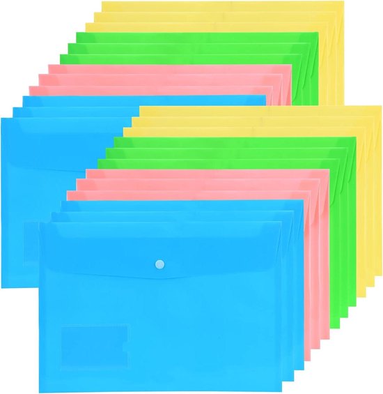 A4 24 Pack Plastic Envelope Folder Wallets - Clear Plastic Wallets ...