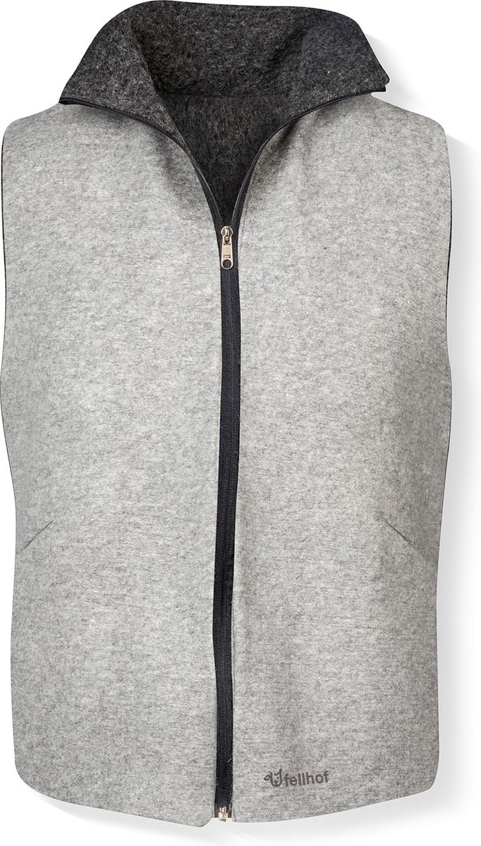 Fellhof bodywarmer wolvilt 2 zijdig /56 licht-/donkergrijs
