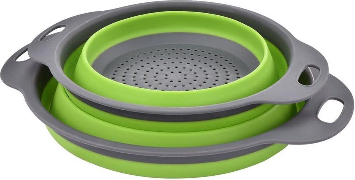 Opvouwbaar Vergiet Siliconen Zeef Keuken Camping Accessoires Voedselzeef Set van 2 met 8 en 9.5 inch Vergiet