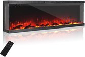 Bol.com Elektrische open haard met panorama view 1524 cm zwart - 3 zijden - 9-kleurige vlam - wandmontage - 900 W/1800 W - haard... aanbieding