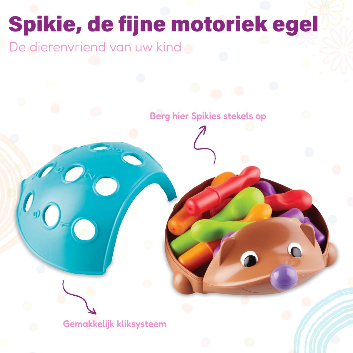 HOUBIE® Play- Spikie de Egel - Montessori speelgoed - Kinderspeelgoed - Peuter speelgoed - Montessori - Baby speelgoed 1 jaar - Babyspeelgoed - Speelgoed 2 jaar jongens - Baby speelgoed 1 jaar jongens - Baby speelgoed 1 jaar meisjes-Kleuter speelgoed — afbeelding 3
